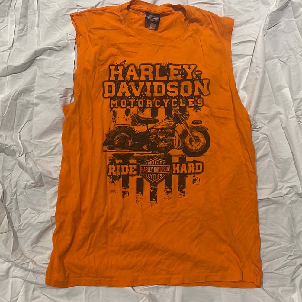 Harley Davidson sleeveless orange shirt Size 2XL